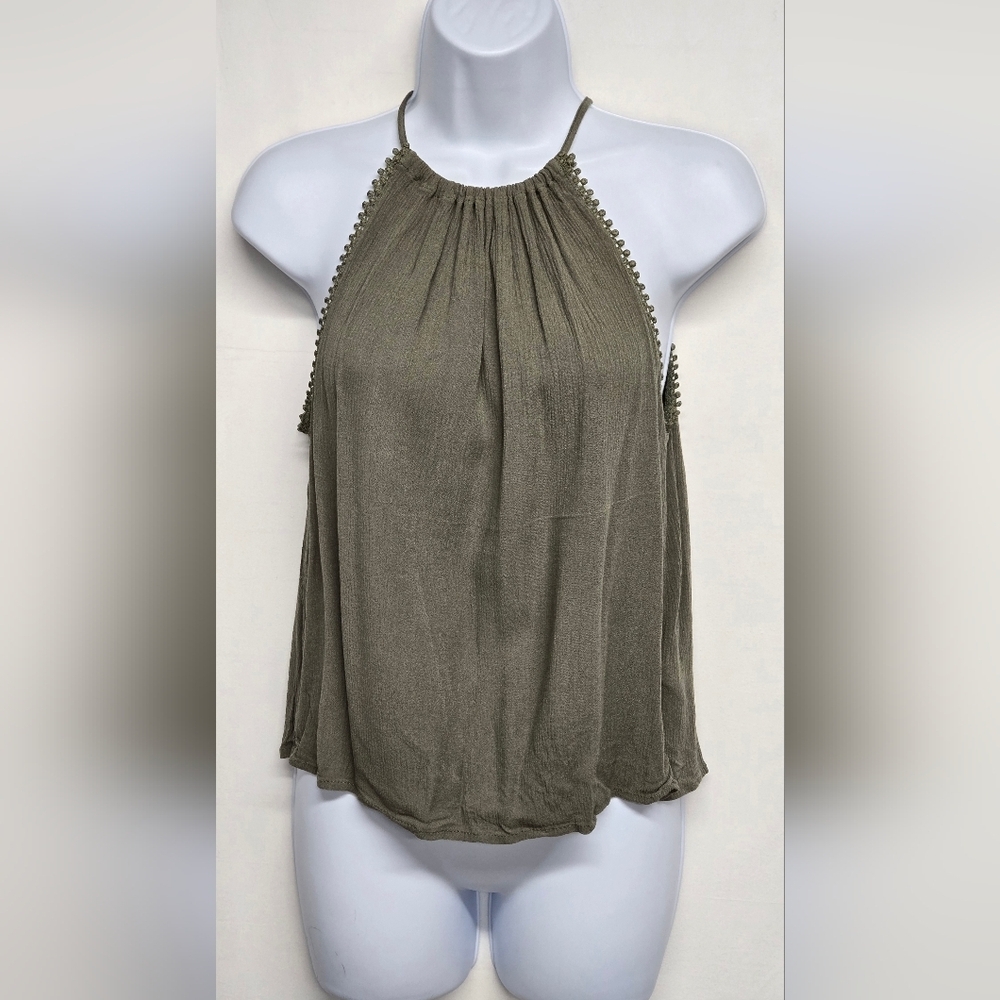Divided H&M 6 Olive Green Racerback Top Spaghetti Straps Pillowcase Style Top